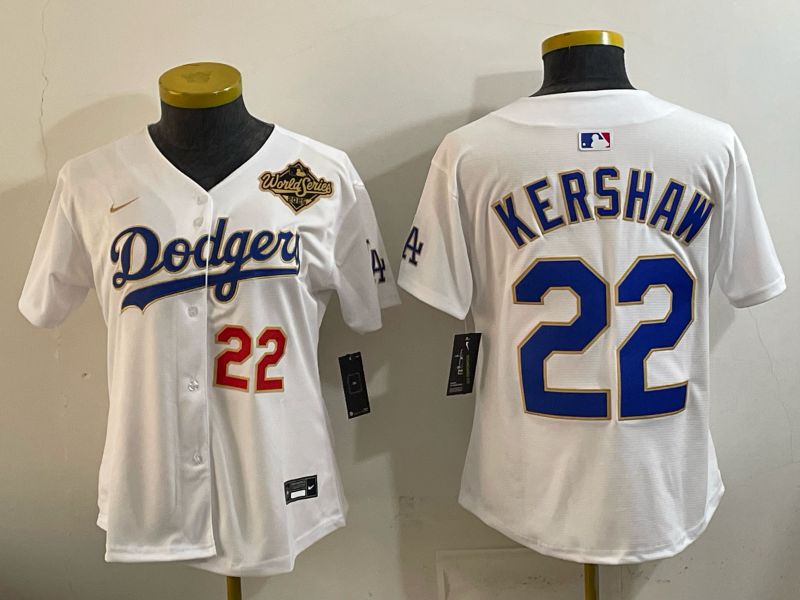 Youth 2026 Los Angeles Dodgers #22 Kershaw White Gold Game Nike MLB Jersey style 02